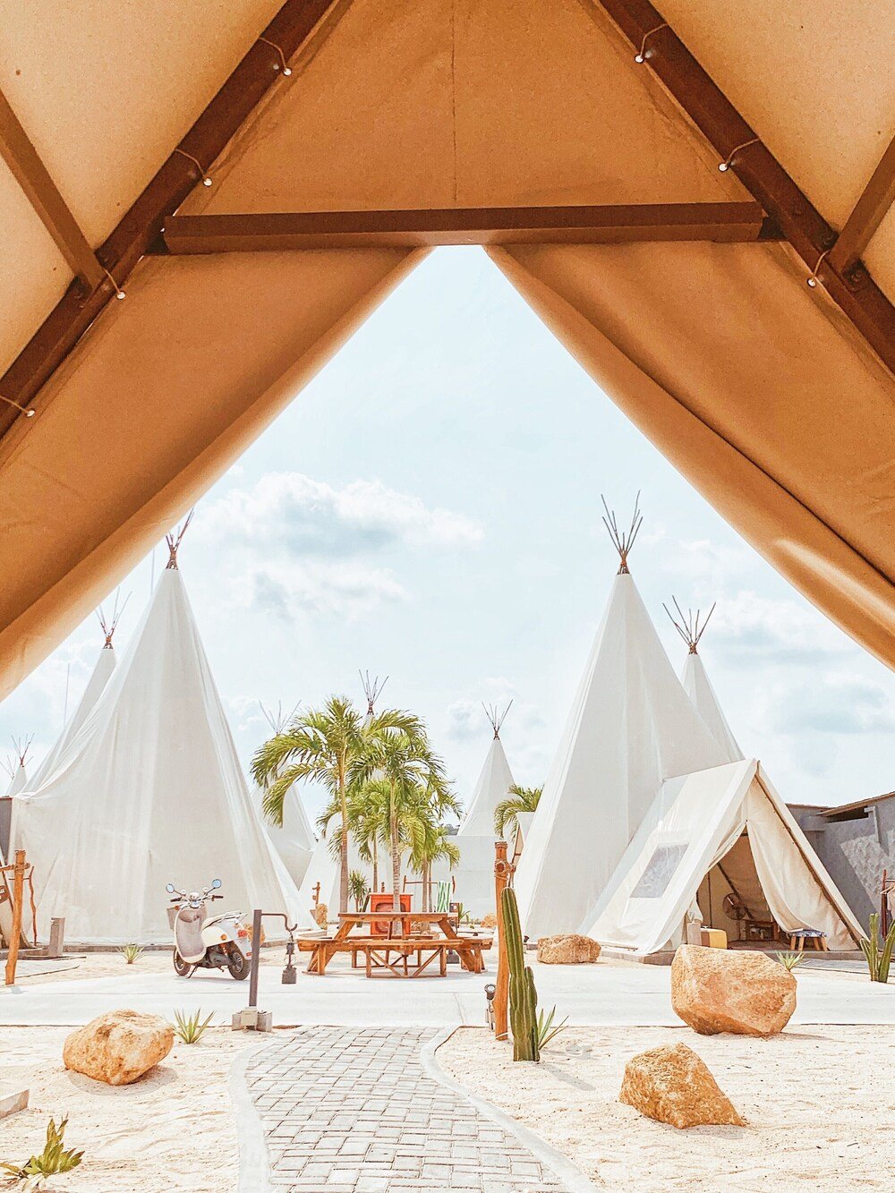 Water park and waterslide at the glamping resort in Lagoi, Bintan
