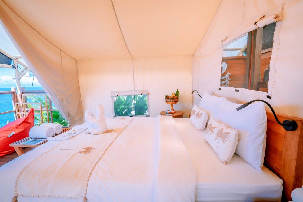 Another view of the clifftop glamping property in Karangasem, Bali