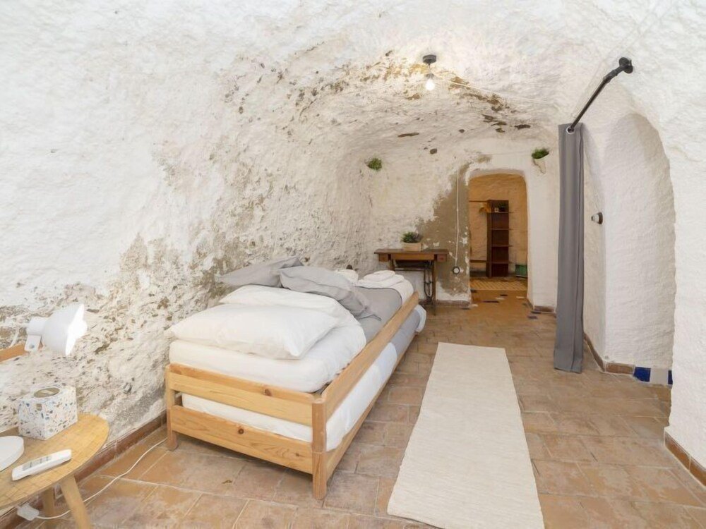 Kitchen of the two-storey cave house in Granada