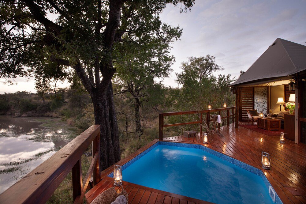 Swimming pool at Hamiltons Tented Camp in the South African bush