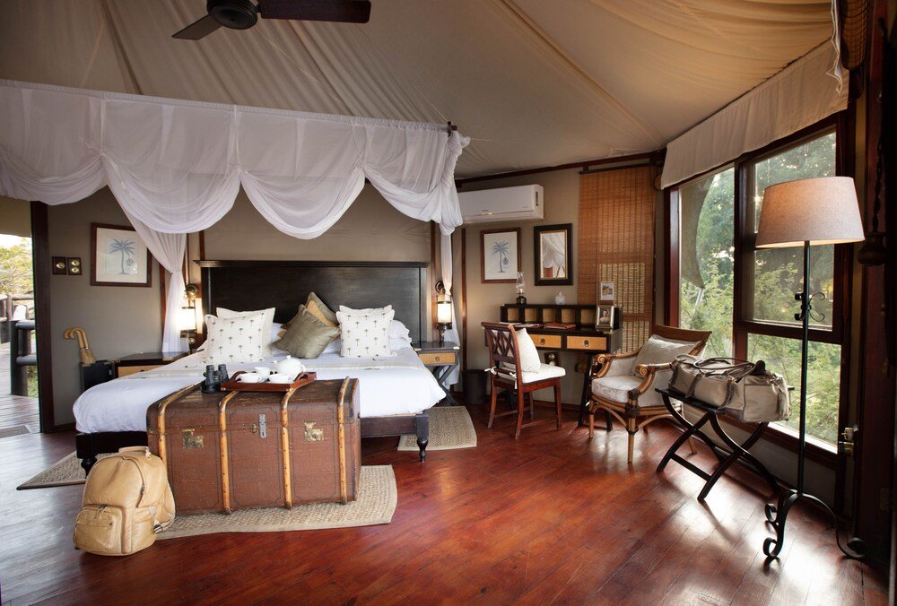 Terrace and garden area at Hamiltons Tented Camp, Kruger