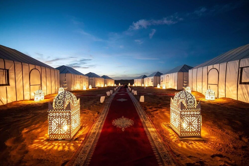 Sunset Luxury Camp tented desert camp near the Erg Chebbi dunes, Morocco
