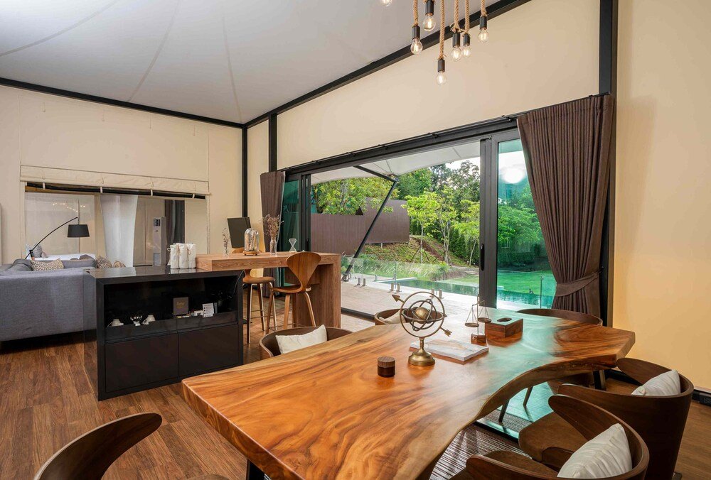 Glamping unit and garden at Te Mata Glamping near Khao Yai
